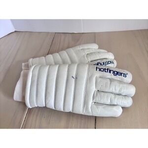 Hotfingers Vintage White Leather Quilted Ski Gloves Winter‎ Snow Ribbed Cuff S